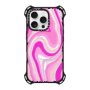iPhone 16 Pro Bounce Case MagSafe Compatible pink swirls transparent pattern
