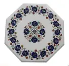 15" marble corner side table top semi precious stones inlay home room decor
