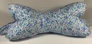 3 Sided Dog Bone Shaped Neck Pillow, Lower Back Supp Lg with Blue /Purple Flower