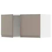 METOD wall cabinet with 2 doors, white/Upplöv matt dark beige, 80x37x40 cm