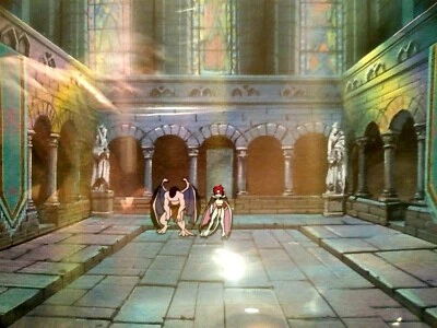 GOLIATH AND DEMONA, GARGOYLES DISNEY PRODUCTION KEY 1994 BG SETUP, NEW, FRAMED