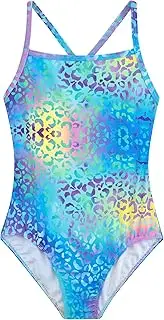 [Belovance] Girls Swimsuits One Piece Bathing Suit Crossback Straps Cute Toddler Kids Pool Beach Swimwear Quick Dry 4-12 Years