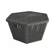 Black Hexagon Woven Storage Baskets With Lid, Educational, 4 Pieces
