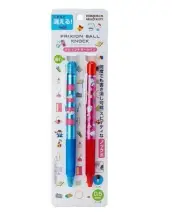 Hello Kitty x Doraemon FriXion 2 Erasable Clicker Ballpoint Pens Red Light Blue