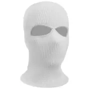 2 Hole Winter Knitted Mask Outdoor Sports Full Face Cover Warm Knit Balaclava for Adult-White