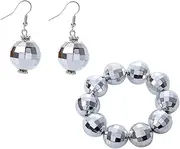 [LIFKOME] 1 Set Disco Ball Bracelet with Earrings Style Party Decorations Durable Skin Friendly Material Eye Catching Costume Accessories for Festivals and Dance Parties