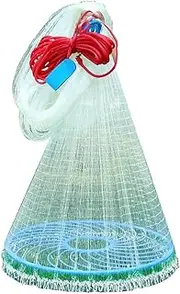 1.5 Finger Wide White Thick Line Fishing Net, Anti-Hanging Welded Iron Chain at The Bottom, Suitable for Beginners