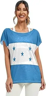 [RPLIFE] Liberia Flag Batwing Shirts Loose Woman Shirts, S-XXL Flowy Tops