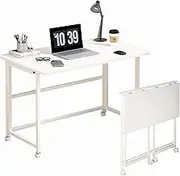 Uptyia Mobile Computer Desk, Home Office Desk with Wheels for Computer Workstation, Foldable Small Study Writing Desk Gaming Table (Without shelve, 80 x 40 x 75 CM)