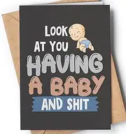 Funny new baby card with envelope | Silly card for parents to be | Congratulatory card for pregnancy reveal for mom, dad... | Baby shower congratulations present