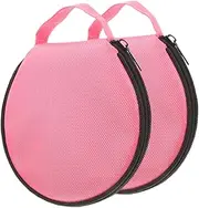FELTECHELECTR 2pcs CD Organizer Bag: Oxford Cloth CD Case Protective Media Storage Pouch for DVDs for Travel Large Capacity Holder Pink