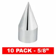 10 Pack Chrome Spike Hex Nut Bolt Press On Covers Car & Truck Motorcycle - 5/8"