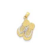 14k Yellow & Rhodium Gold & Rhodium Large Double Flip-Flop Pendant