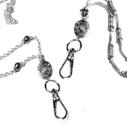 Cord Chain Necklace Lanyard, key keeper, id badge holder Silver on Silver