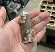 FLOWER AGATE Mini Tower Point Natural Crystal Decoration Carving 8cm