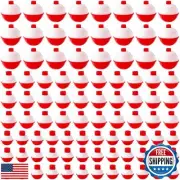 Woozettn 100 Pcs Fishing Float,Hard ABS Fishing Bobbers,Red and White Bobbers