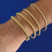 10k Yellow Gold 2mm-4mm Franco Box Bracelet Chain Mens Womens Franco Wheat Chain