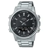 在飛比找森森購物網優惠-【CASIO 卡西歐】雙顯錶 不鏽鋼錶帶 LED燈 十年電力