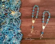48 Pieces of Mini Rosary Favors Blue Gold or silver, Christening or all occasion