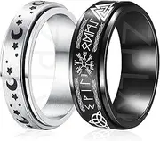 [ZPLxi] Spinner Rings for Women Men Fidget Anxiety Rings Moon Star Flower Stress Relieving Stainless Steel Ring for Anxiety Couple Rings Wedding Promise Rings Valentine's Day Gift