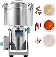 2500G Commercial Electric Grain Grinder Mill High Speed Cereal Pulverizer Swing Type Herb Grinder 304 Stainless Steel Fine Powder Machine for Grinding Bean Nut Spice Pepper Coffee