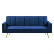 Sofa Bed Convertible Velvet Lounge Recliner Couch Sleeper 3 Seater Blue
