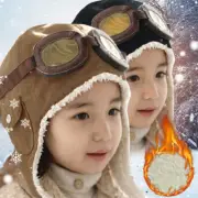 Kids Pilot Goggles Aviator Hat Winter Soft Warm Hat Earmuffs Cap for Children