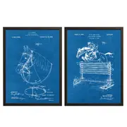 [Namly Design] Patent Drawing Poster - Horse Bridle and Training / Set of 2