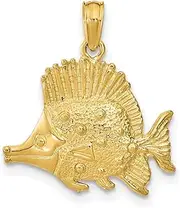 [JewelryWeb] Gold Polished Engraved Animal Sealife Fish Charm