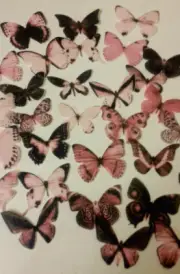 30 PRECUT Pink Mix Edible wafer/rice paper Butterflies cake/cupcake toppers