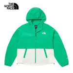 【THE NORTH FACE 官方旗艦】北面女款米綠拚接防潑水連帽防風外套｜83T9ROT(薄外套/ 運動/風衣)