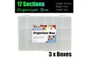 3x Organiser Storage Box 17 Sections Plastic Case Craft Jewellery Toys Organizer