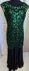 NWT PrettyGuide L 12 14 Black Green Sequin Formal Evening Prom Dance Maxi Dress
