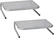 Mind Reader Elevate Collection, Monitor Stand 44lb. Capacity, Ventilated, Metal, Set of 2, 14.5" L x 11.25" W x 4.25" H, 2-Pack, Silver, 2 Count