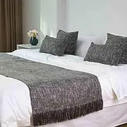 Hotel Bed Runner Scarf Modern Solid Color Bedspread Scarf Decorative Luxury Bed Tail Towel No Fading Bed Throw for Foot of Bed Bedroom Bedding Scarf Protection-Black||48x240cm for 1.8m Bed