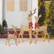 Set of 3 Light-up Glitter Deer Family with 210 Clear Incandescent Christmas Ligh