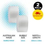 2x Bubble Wrap 300mm x 100m Cushioning Clear Bubbles Size 10mm 100 Metres/Roll