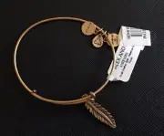 ALEX AND ANI Women's Feather Charm Bangle Bracelet Slide Clasp - Rafaelian Gold