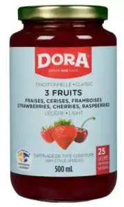 Dora Strawberry, Raspberry and Cherry Traditional Jam Spread Light Pectin, 500mL