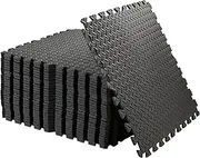 Exercise Foam Mat, 12 Pieces Protective Gym Flooring Mat Soft EVA Interlocking Puzzle Mats Rubber Tiles EVA Non-slip Underlay Play Mats for Gym Equipment, Home, Garage, Yoga Fitness, 60 X 60 cm