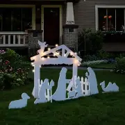 10pcs 3.5FT Christmas Outdoor Nativity Scene Set Lighted Family Yard Decorations