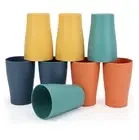 8 Pack Wheat Straw Cups 8oz Plastic Cups Reusable Dishwasher Safe Water Glasses