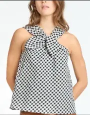 Tanya Taylor Freya Top Size 2 NWT Gingham Bow Sleeveless Preppy … Retail $295