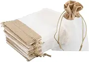 SOFPLATE 20Pcs 6 x 3.9 Inch Burlap Organza Gift Bag Jute Drawstring Bags Rectangle Small Mesh BurlyWood Jewellery Craft Wrap Pouches Accessories for Candy Christmas Party Birthday Gifts Packaging
