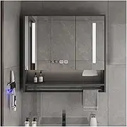 LED Wall-Mounted Medicine Cabinets, with Storage Space, Anti-Fog, Touch Switch, Suitable for Bathrooms, Living Rooms and Dressing Rooms (Color: Gray, Size: 68cm)