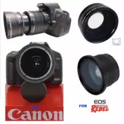 2X TELEPHOTO + X21 FISHEYE LENS + MACRO LENS FOR CANON EOS REBEL T6 WITH 18-55MM