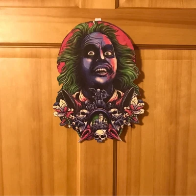 Beetlejuice door hanger wall plaque home decor wooden handcut rare find