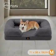 Petzly Memory Foam Dog Bed Pet Sofa Calming Bed Washable Removable Grey