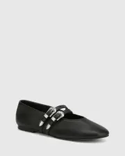 Divon Black Leather Mary Jane