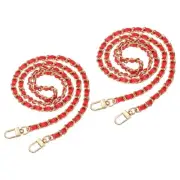 2Pcs 39" Purse Chain Strap with Buckle for Bags(Red, Gold)
